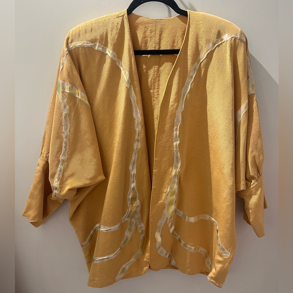 Vtg Terry & Toni 80s Hand-Painted Kimono Jacket Reversible | Artwear Duster OS - Picture 3 of 9